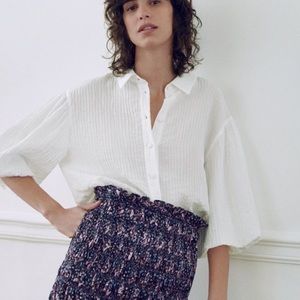 Zara Textured Weave Blouse Oversized